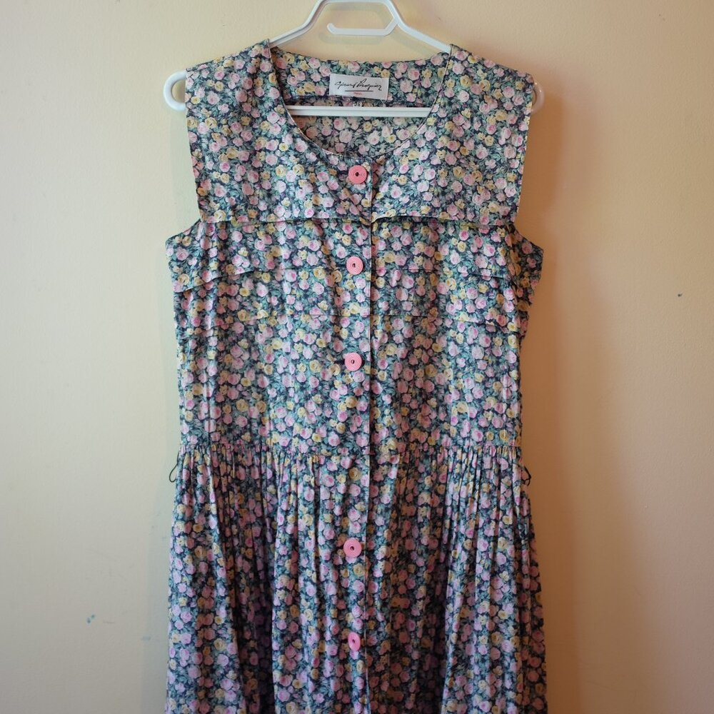 Vintage floral cotton midi dress